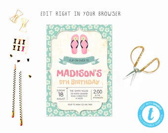 flip flop invitation etsy