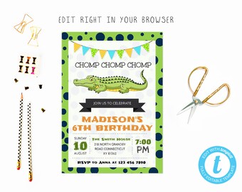 crocodile invitation etsy