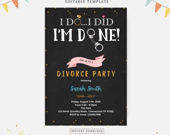 Im done divorce party, Editable template, Instant download, DIY invitation