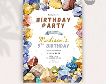 Rocks party invite, Instant Download DIY Invitation, Editable invitation, Digital Stationery, Fully Personalizable