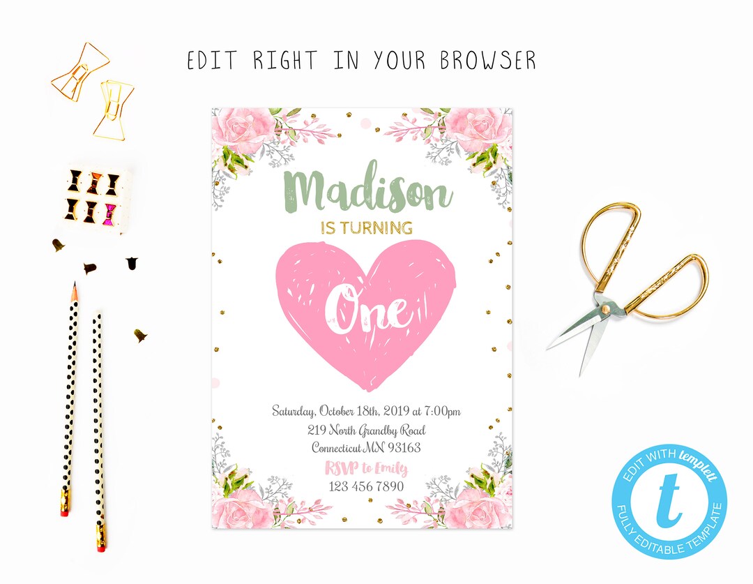 Glitter Heart Birthday Tem TRY BEFORE You BUY Instant Etsy