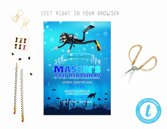 Plongee Sous Marine Anniversaire Fete Tem Essayer Avant Etsy