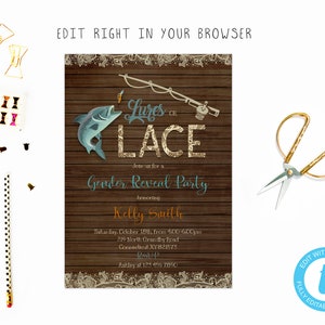 Lures or Lace Gender Reveal Invitations 