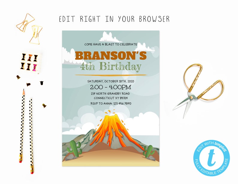 Volcano Birthday Party Tem TRY BEFORE You BUY Instant - Etsy Ireland