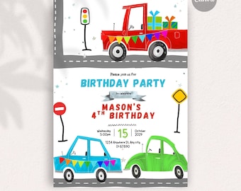 Cars Birthday Invitation Template, Instant Download DIY Invitation, Editable invitation, Digital Stationery, Fully Personalizable