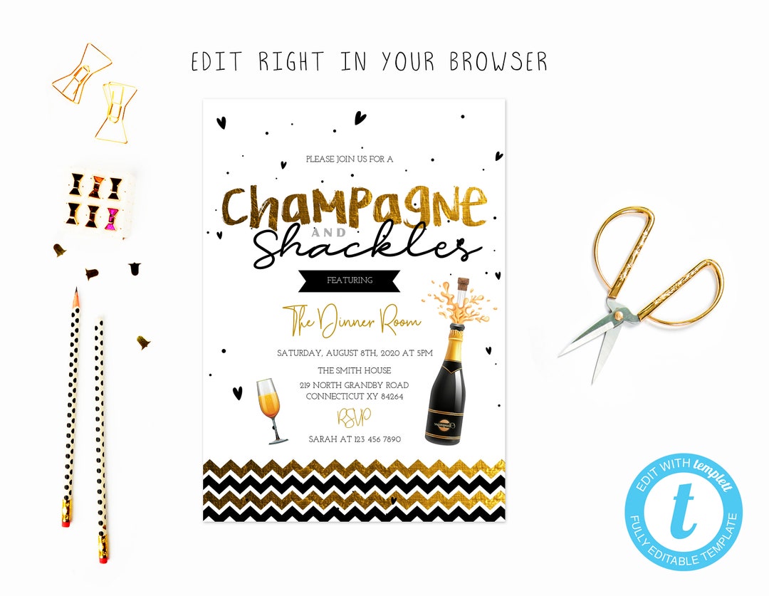 Champagne and Shackles Party Tem, TRY BEFORE You BUY, Instant Download