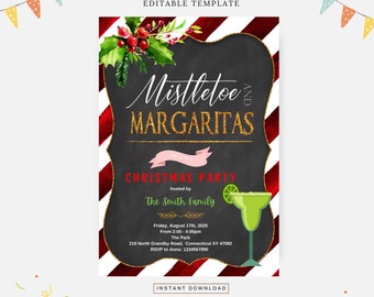 Mistel- och margaritasfest, redigerbar mall, direktnedladdning, gör-det-själv-inbjudan