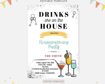 Housewarming invitation, Editable template, Instant download, DIY invitation