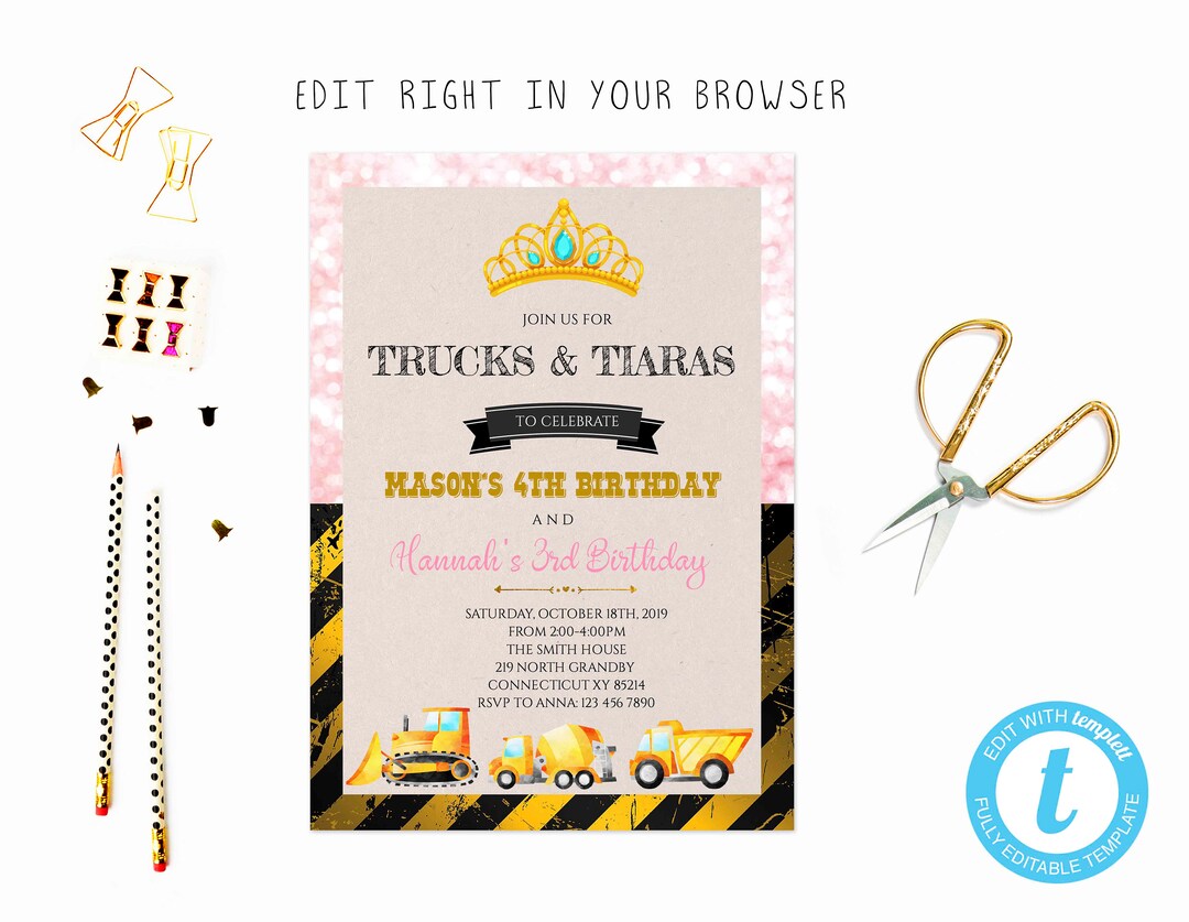Truck and Tiaras Party Theme Party TRY BEFORE You BUY Etsy
