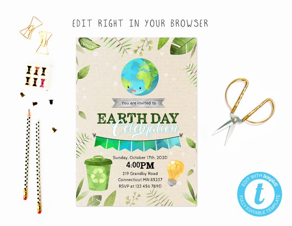 Cute Earth Day Tem TRY BEFORE You BUY Instant Download Edit - Etsy.