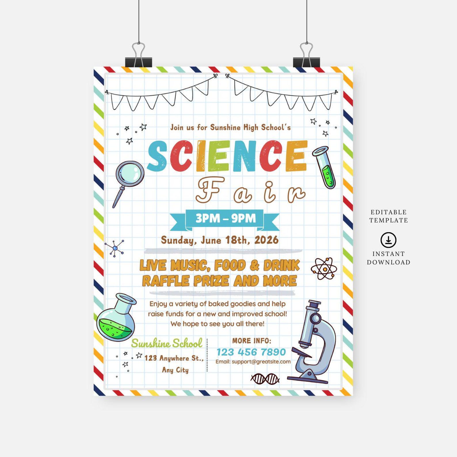 Science Flyer Frame Science Fair Flyer, Editable Template, Instant Download, DIY Flyer ...