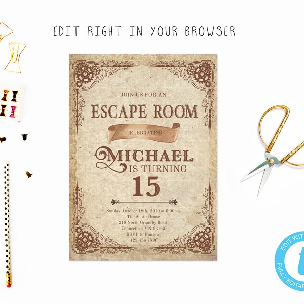 Steampunk Invitation Instant Download Etsy