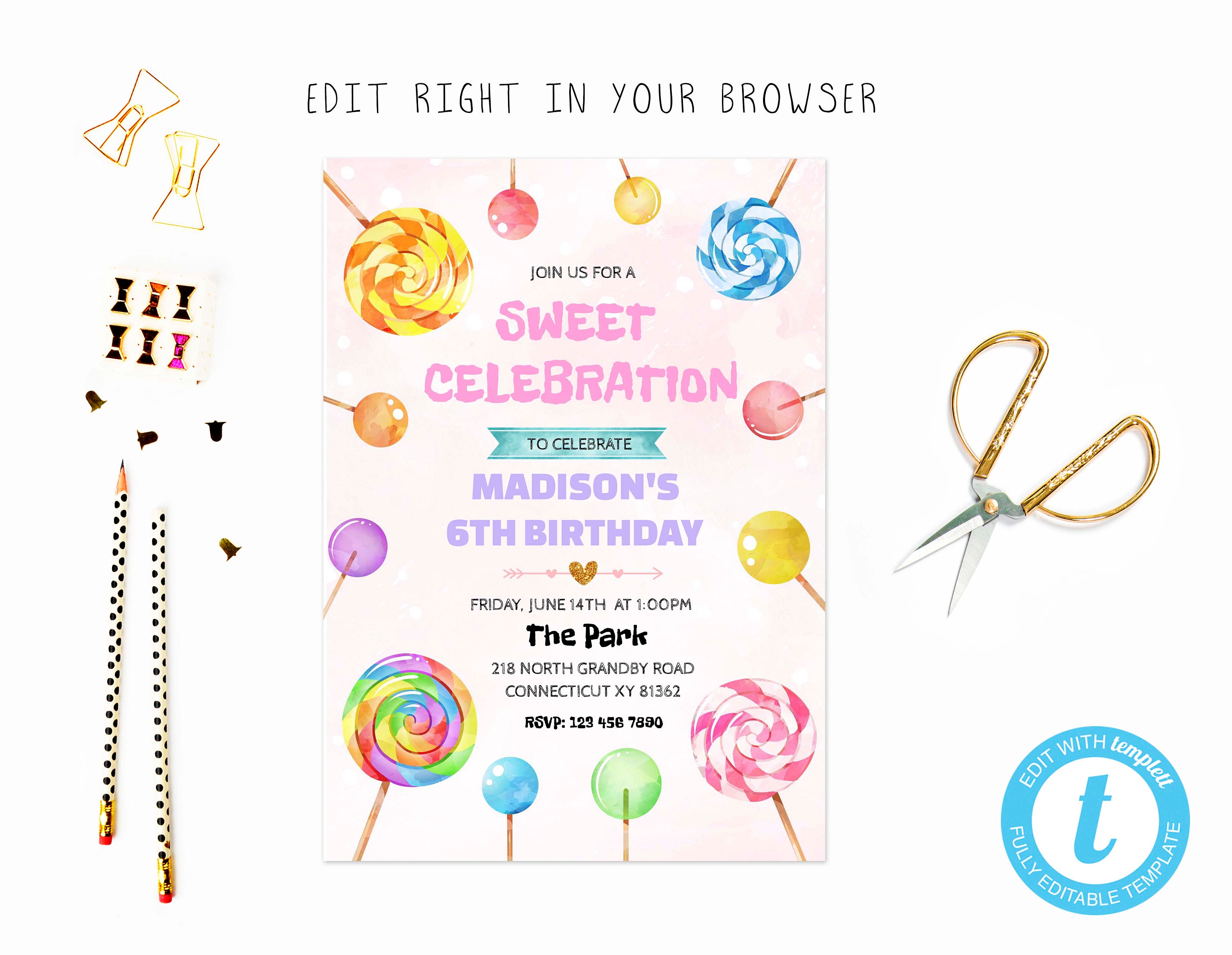 Candy Party Invitation Template