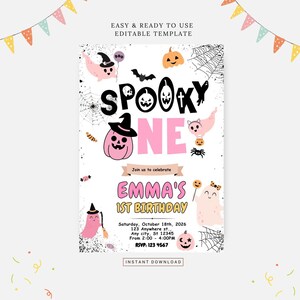 Spooky One Halloween invitation, Editable template, Instant download, DIY invitation