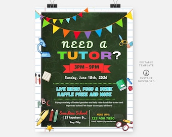 Tutor multipurpose flyer, Editable template, Instant download, DIY flyer, poster