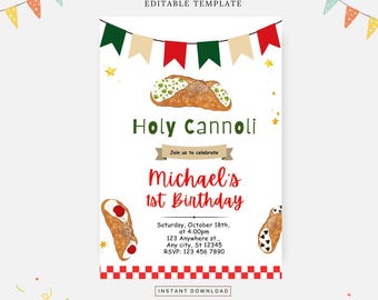 Cannoli Invitation , Editable template, Instant download, DIY invitation