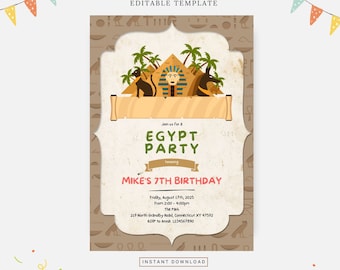Egyptenfest 3, redigerbar mall, direktnedladdning, gör-det-själv-inbjudan