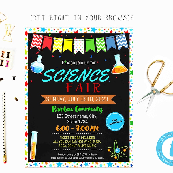Science Fair Invitation Template Etsy Science Fair Invitation Template Etsy