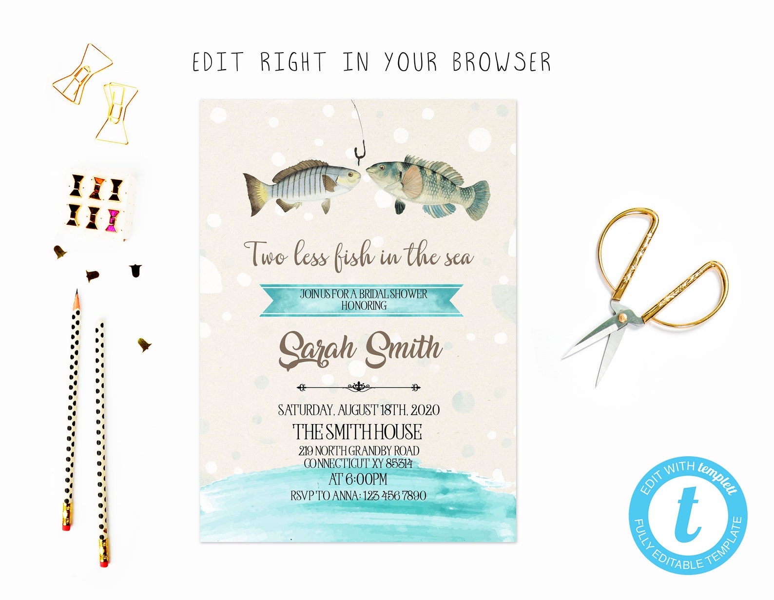 Two Less Fish in the Sea Bridal Shower Tem TRY BEFORE You | Etsy