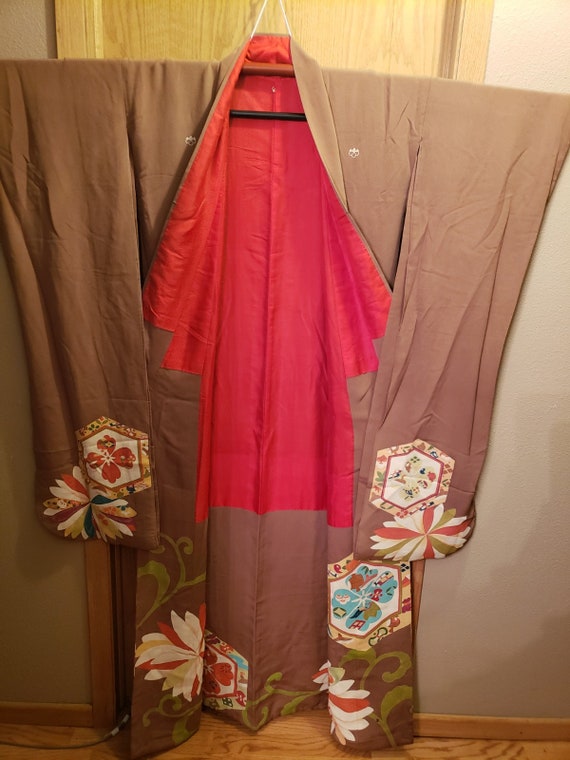 Vintage Japanese Silk Geisha Dancing Kimono Furis… - image 5