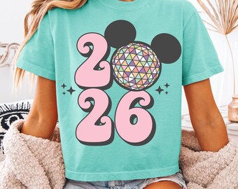Disney oudejaarsavondshirt - Comfort Colors Boxy T-shirt • Mickey NYE Christmas • Magic Kingdom Epcot T-shirt • Kerstreis 2025 2026 Disneyland