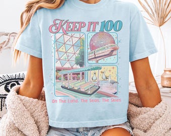 keep it 100 Disney World boxy Shirt - Epcot vintage comfort colors - monorail shirt - comfort colors boxy tee - Living with the land tshirt