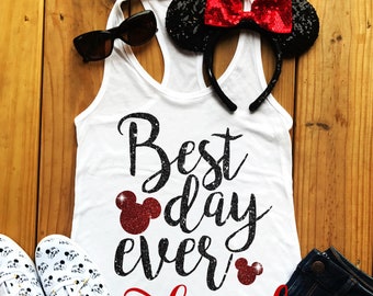 disney shirt Racerback Tank top Disney Girl Ladies disney shirts for women ears disney best day ever shirt Disney vacation shirts