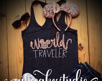 rose gold disney shirt for women disney shirt mickey Tank Disney Ladies  disney shirts rose gold epcot shirt epcot world traveler shirt