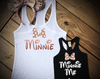 rose gold disney shirt Racerback Tank top Disney Girl Ladies disney shirts for women purple potion ears disney Minnie Me shirt