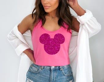 Disney glitter shirt - Disney World shirt - Disney Epcot shirt - retro 1980 1990 - disney tank - Mickey monochromatic shirt  Disneyland