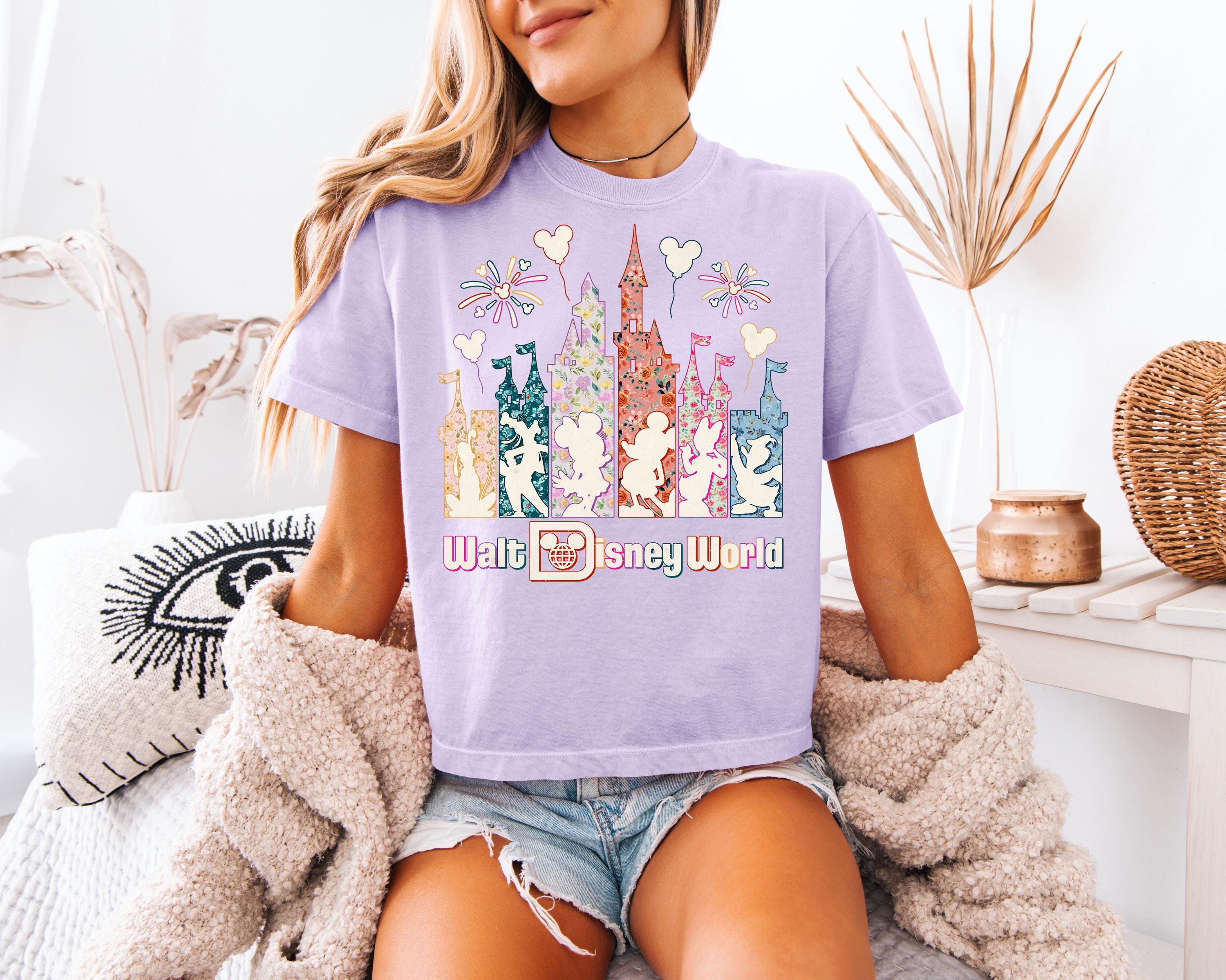 Discover Disney World Vintage Boxy T-Shirt with Mickey & Flower Garden Print