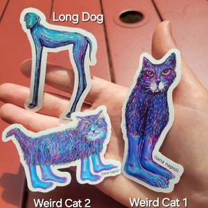 Weirdcore Cursed Pets Artist Sticker Pack | Pack of 3 Vinyl Decals | Weird Pets Art Sticker Pack | Weird Animals Collection