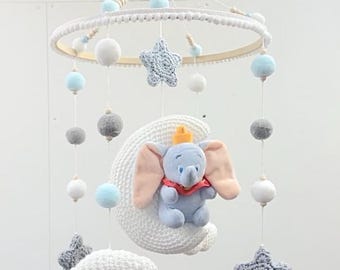 Baby Boys Star Teddy Theme Hand Crocheted Baby Cot Nursery Mobile