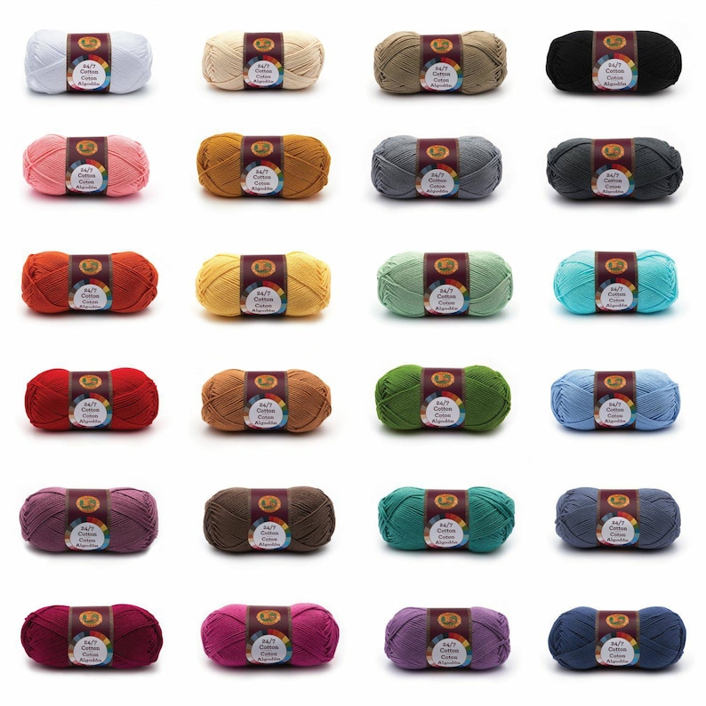Lion Brand 24/7 Cotton Yarn Etsy