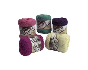 Lily Sugar 'n Cream Yarn Bundle Plus Bamboo Knitting Gauge 100% Cotton Worsted #4 Weight (Mix 108)