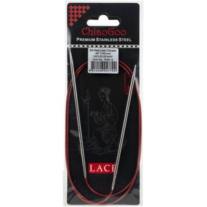 ChiaoGoo Red Lace Stainless Circular Knitting Needles 40&quot; multiple sizes