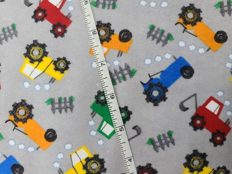 Tractors Cotton Fabric Print Etsy