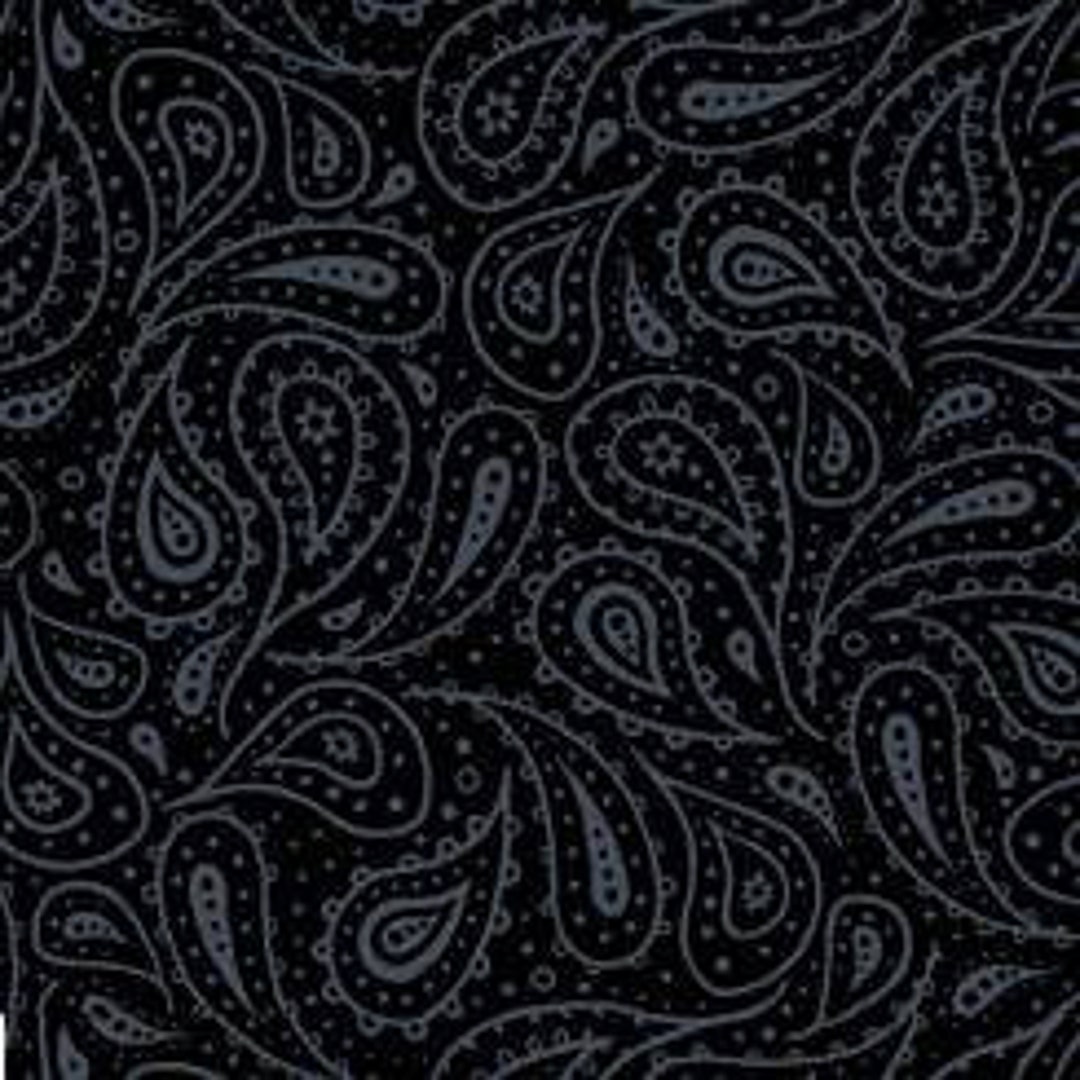Black Background Paisley Cotton Fabric - Etsy