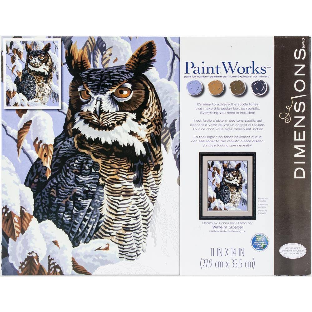 Winter Owl Paint By Number Kit Etsy