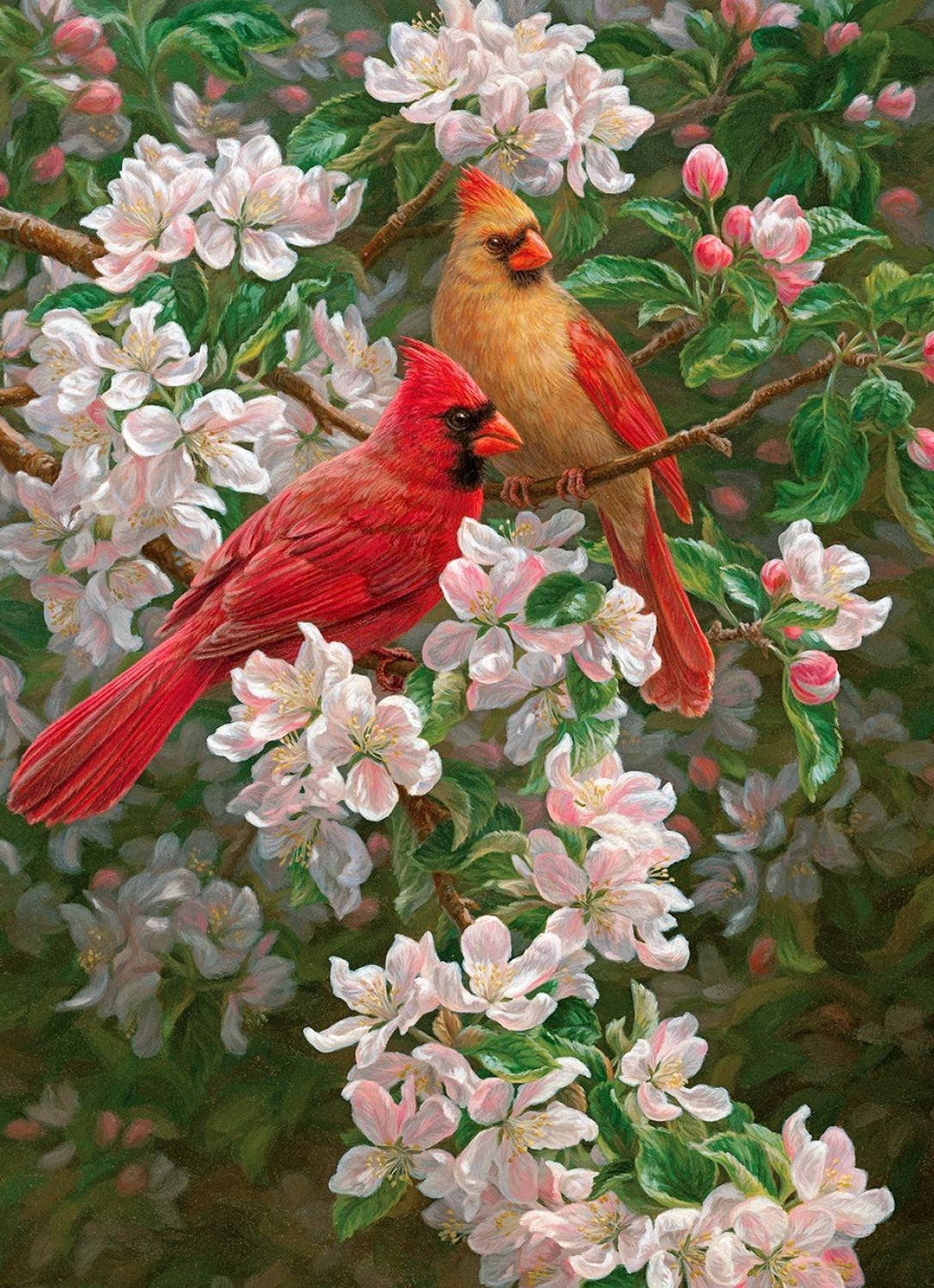 Spring Romance Cardinals 36x45 Fabric Panel - Etsy