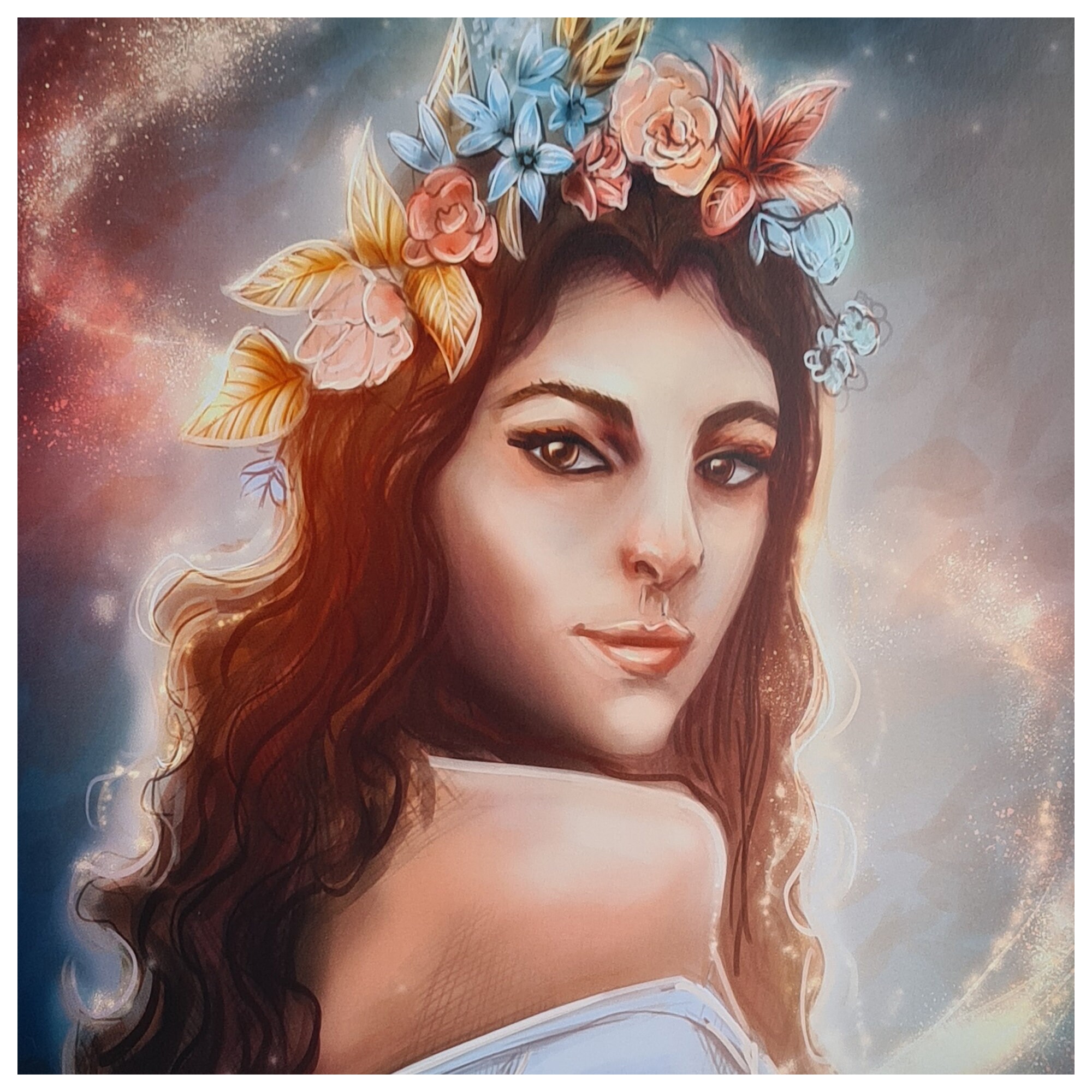 A4 Flower Girl Portrait Art Print Digital Art Print Etsy UK