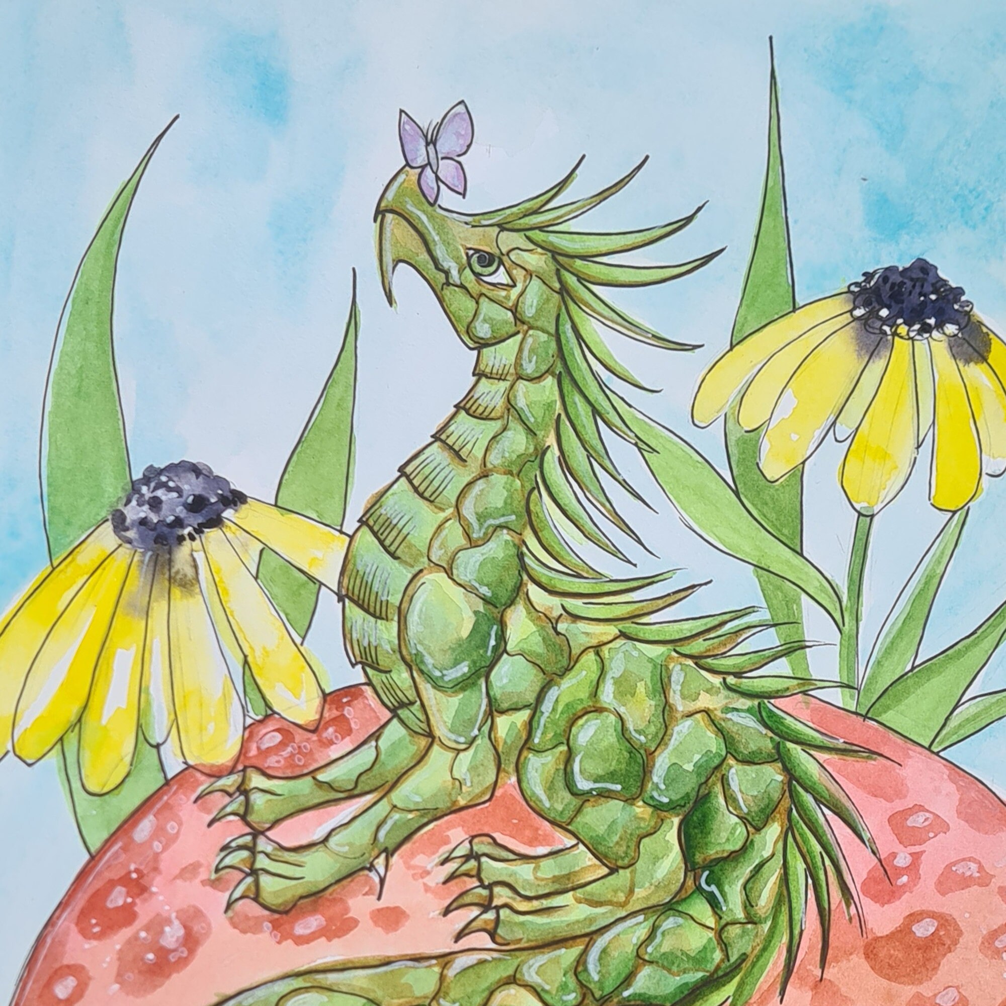 A4 Baby grün Drache ungerahmt Original Aquarell | Etsy