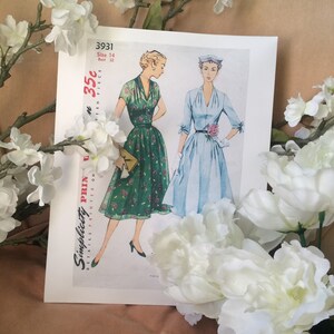 PDF IMPRESIONANTE 1950s Vintage Vestido Patrón Repro Busto 32 Tamaño Carta EE.UU.