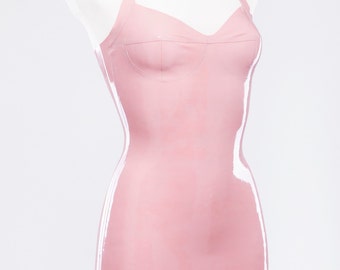 Light pink latex dress with molded cups