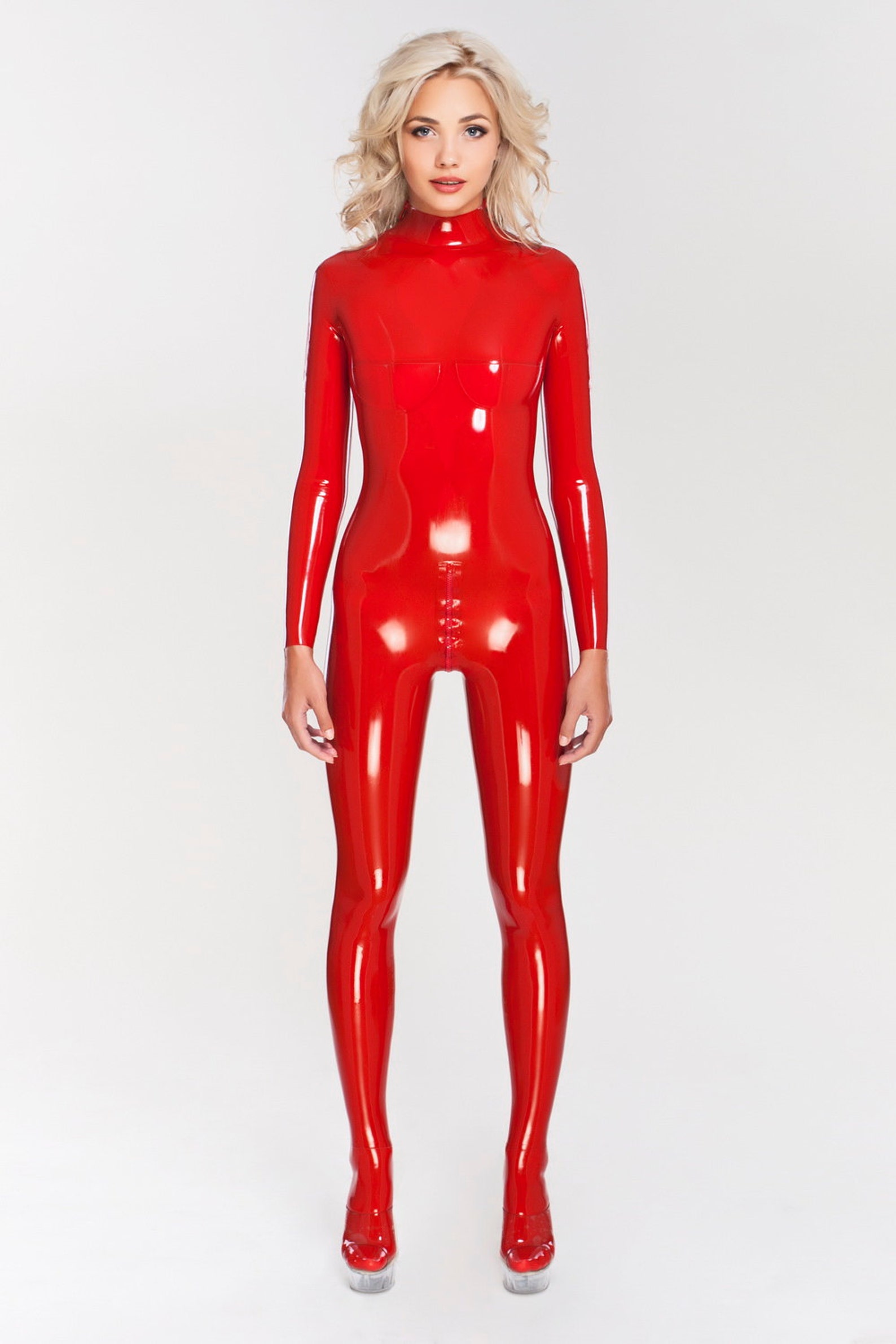 Latex Catsuit With Cups and Closed Feet - Etsy Finland