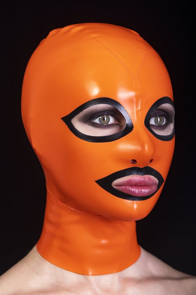 Latex mask with back zipper and contrasting eyes and mouth Etsy