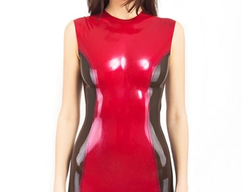 Latex dress with sheer sides