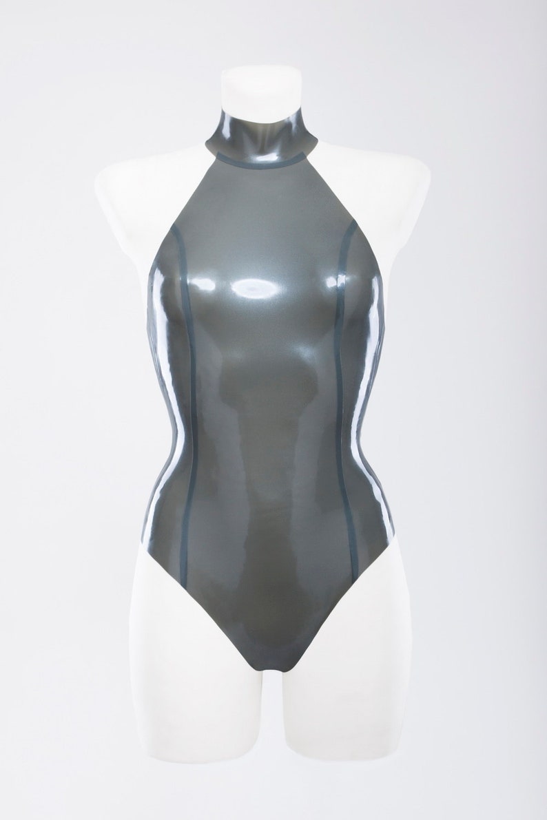Latex swimsuit with high neck Etsy 日本