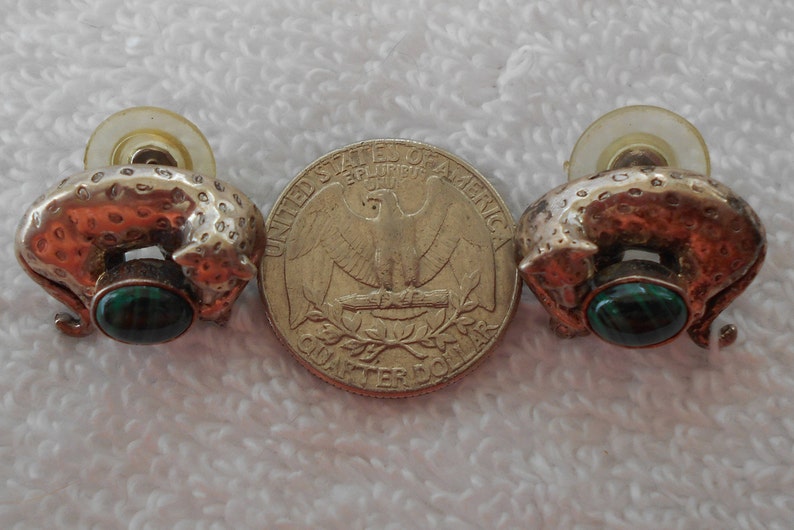 925 Sterling Silver Southwest Designer Carol Felley Malachite Leopard Cheetah Post Earrings pierced ears only