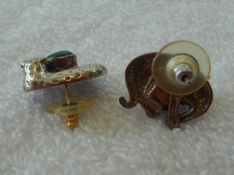 925 Sterling Silver Southwest Designer Carol Felley Malachite Leopard Cheetah Post Earrings pierced ears only